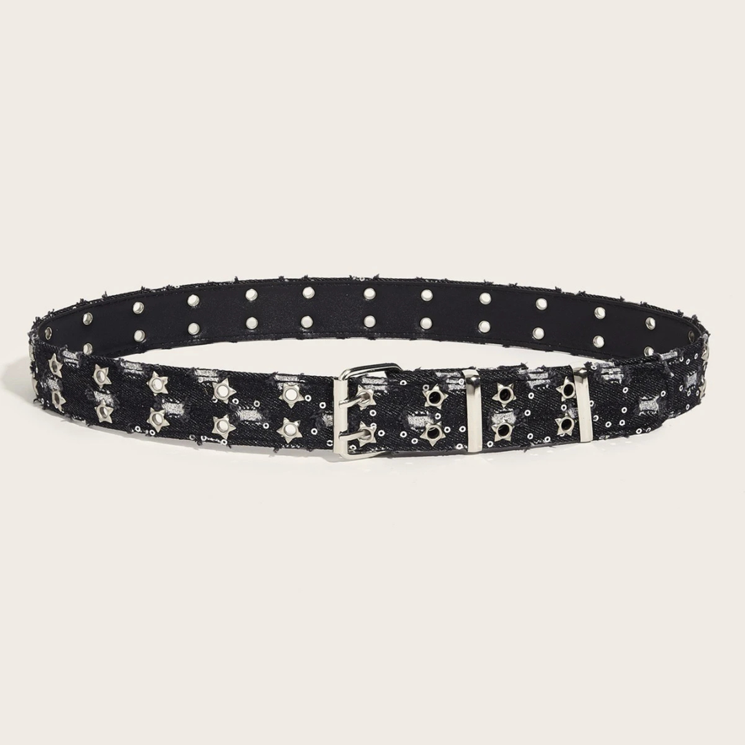 Starry Distressed Denim Belt