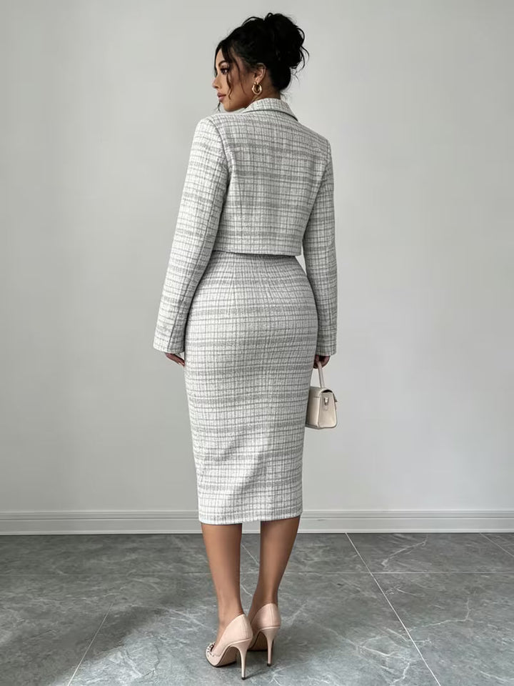 Beverly Chic Plaid Tweed Two-Piece Set