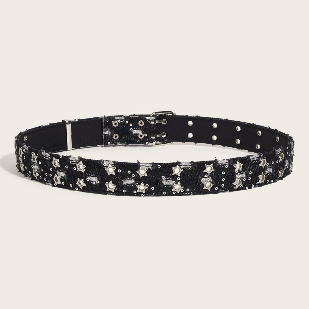 Starry Distressed Denim Belt