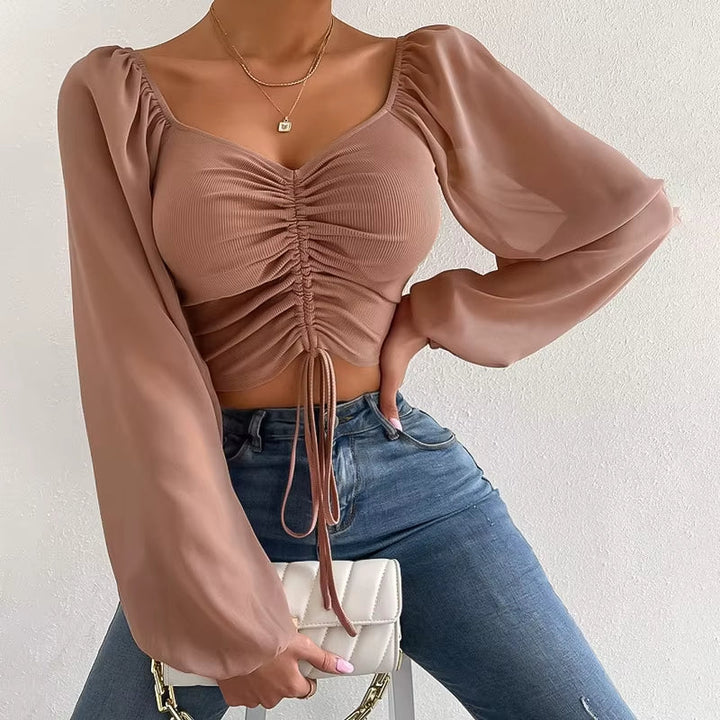 Aura Cinched Cropped Blouse