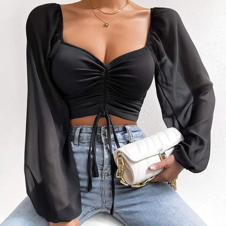 Aura Cinched Cropped Blouse