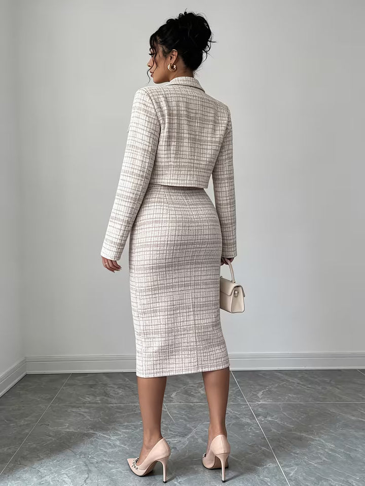 Beverly Chic Plaid Tweed Two-Piece Set