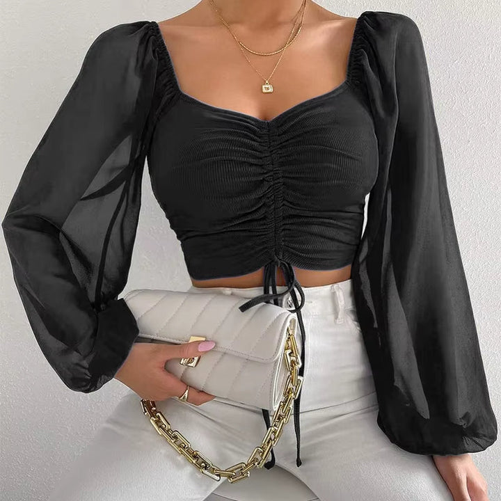 Aura Cinched Cropped Blouse