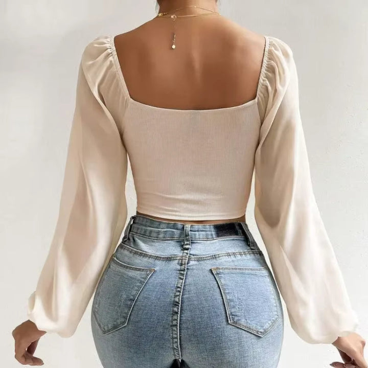 Aura Cinched Cropped Blouse