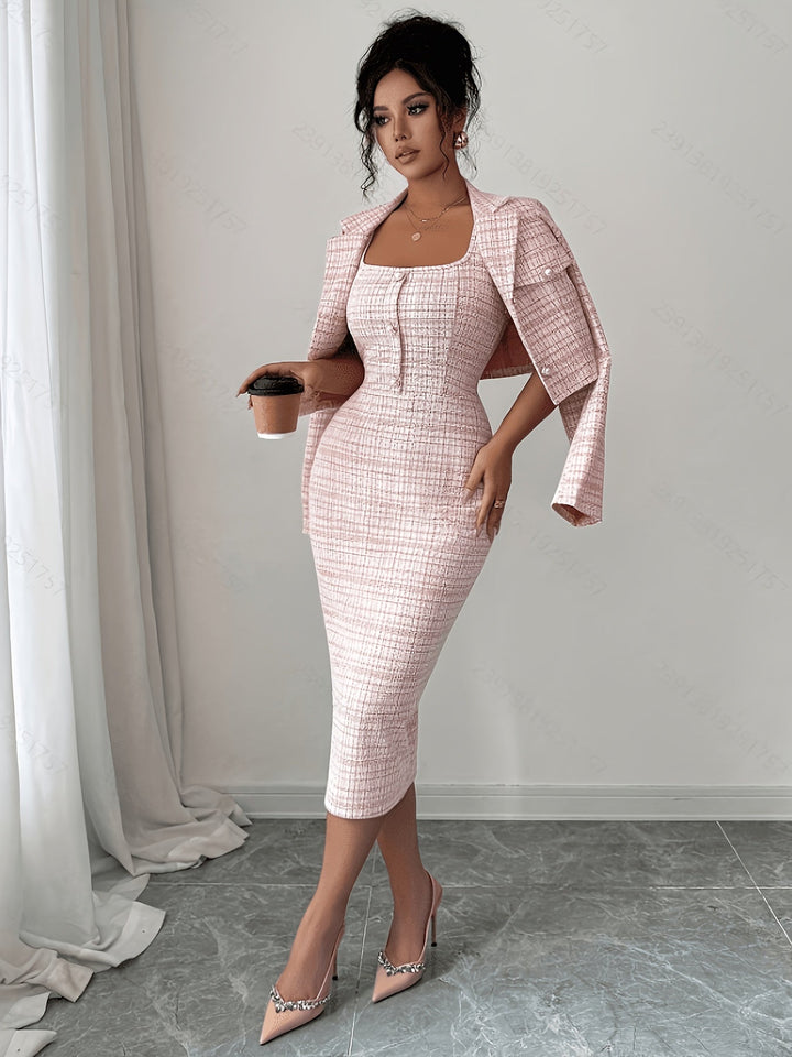 Beverly Chic Plaid Tweed Two-Piece Set